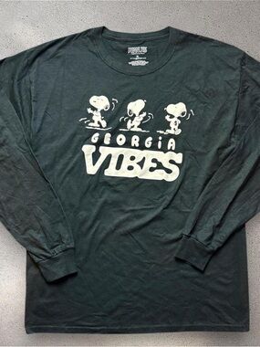 Peanuts Snoopy Georgia Vibes Long Sleeve Tee XL Black Graphic